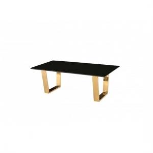 Ashwell Coffee Table In Black Gloss With Polished Gold Legs