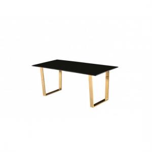 Ashwell Dining Table In Black Gloss With Polished Gold Legs