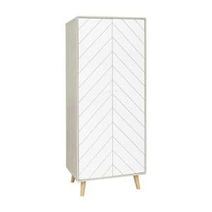 Davis Wooden Wardrobe With 2 Doors In Dusty Grey And White