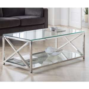 Dawn Glass Coffee Table With Chrome Stainless Steel Frame