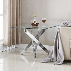 Daytona Square Clear Glass Lamp Table With Chrome Legs
