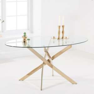 Dystonia Oval 165cm Clear Glass Dining Table With Gold Base