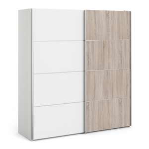 Dcap Wooden Sliding Doors Wardrobe In Oak White With 2 Shelves