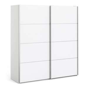 Dcap Wooden Sliding Doors Wardrobe In White With 2 Shelves