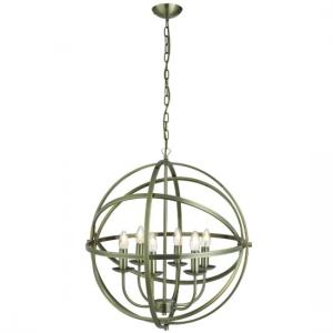 Dea Spherical Pendant Light In Antique Brass With 6 Lights