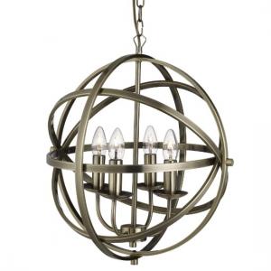 Dea Spherical Pendant Light In Antique Brass With 4 Lights