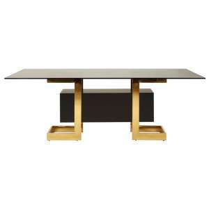 Bibha Glass Dining Table With Golden Base     