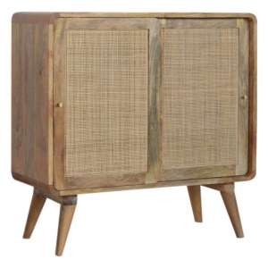 Debby Wooden Storage Cabinet In Oak Ish Woven Design