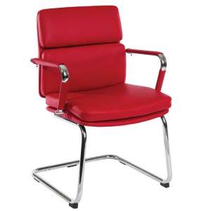 Deco Visitor Retro Eames Style Chair In Red PU