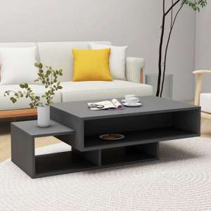 Delano Wooden Coffee Table With 3 Shelves In Grey