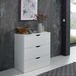Delany Wooden Chest Of Drawers Wide In White With 3 Drawers