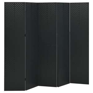 Deliz Steel 5 Panels 200cm x 180cm Room Divider In Black