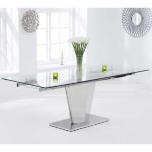 Deloca Extending Glass Dining Table In Clear With Steel Base