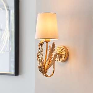 Delphine Leaf Wall Light In Gold With Ivory Shade