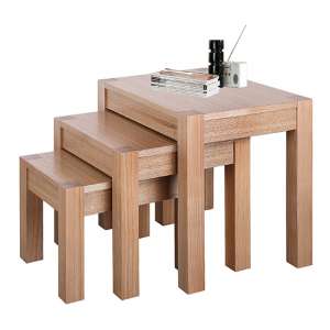 Delphini Wooden Set Of 3 Nest of Tables In Natural Ash