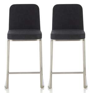 Delray Black Faux Leather Counter Height Bar Stools In Pair
