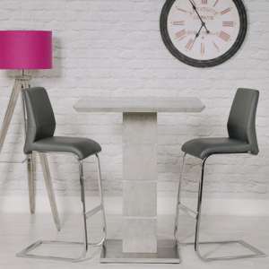 Delta Marble Effect Bar Table With 2 Grey Seattle Stools