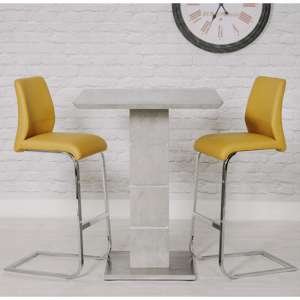 Delta Marble Effect Bar Table With 2 Ochre Seattle Stools