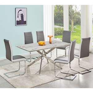 Deltino Diva Marble Effect Dining Table 6 Symphony Chairs