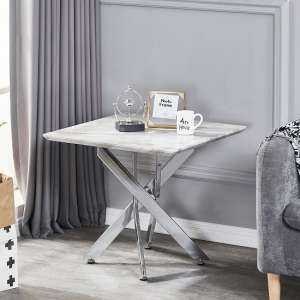 Deltino Magnesia Marble Effect Lamp Table With Chrome Legs