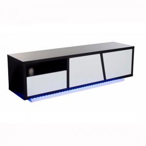 Deltino TV Stand In White And Black High Gloss With LED