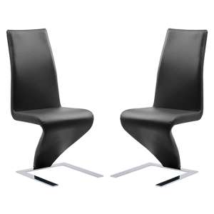 Demi Z Black Faux Leather Dining Chairs With Chrome Feet In Pair