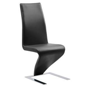 Demi Z Faux Leather Dining Chair In Black With Chrome Feet