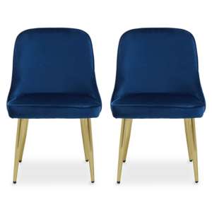 Demine Midnight Blue Velvet Dining Chairs In A Pair