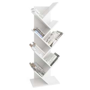 Deniz Floor Standing Geometric Wooden Bookshelf In White