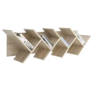 Deniz Wall Hung Geometric Wooden Bookshelf In Oak