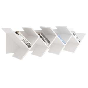 Deniz Wall Hung Geometric Wooden Bookshelf In White