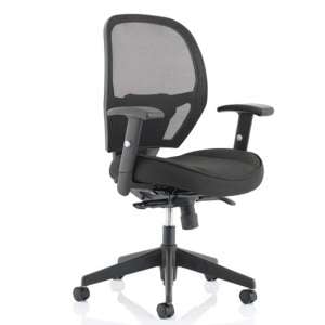 Denver Leather Mesh Office Chair In Black With Arms