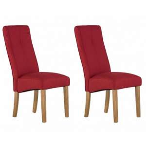 Denwar Red Fabric Dining Chair In A Pair
