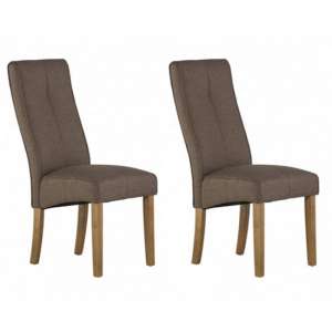 Denwar Taupe Fabric Dining Chair In A Pair