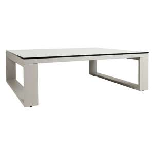 Derby Outdoor Rectangular Plain Glass Coffee Table In Grey