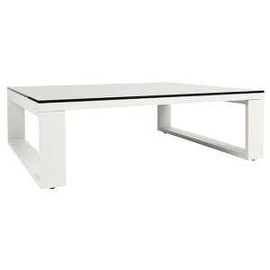 Derby Outdoor Rectangular Plain Glass Coffee Table In White