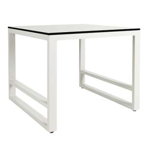 Derby Outdoor Plain Glass Top Side Table In White