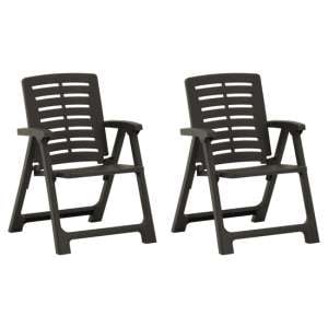 Derik Elegant Design Anthracite Plastic Garden Chairs In Pair