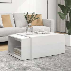 Derion High Gloss Set Of 3 High Gloss Coffee Tables In White