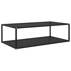 Dermot Large Black Glass Coffee Table With Black Metal Frame