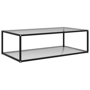 Dermot Large Clear Glass Coffee Table With Black Metal Frame