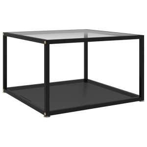 Dermot Square Clear And Black Glass Coffee Table In Black Frame