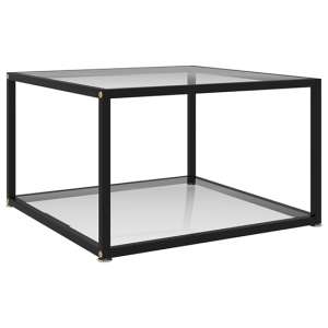 Dermot Square Clear Glass Coffee Table With Black Metal Frame