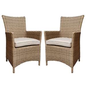 Derya Natural Wicker High Back Dining Chairs In Pair