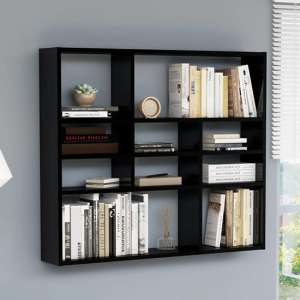Deus High Gloss Wall Shelf With 10 Compartments In Black