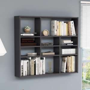 Deus High Gloss Wall Shelf With 10 Compartments In Grey