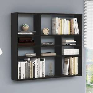 Deus Wooden Wall Shelf With 10 Compartments In Black