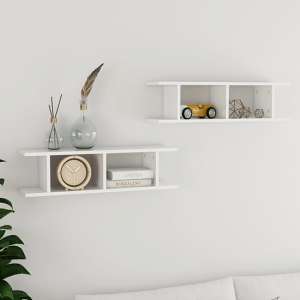Devlin Set Of 2 Wooden Wall Shelf In White And Sonoma Oak