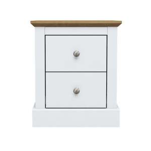 Didcot Wooden Bedside Cabinet In White With 2 Drawers