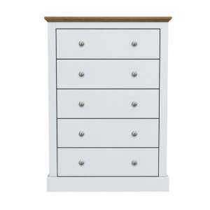 Didcot Wooden Chest Of Drawers In White With 5 Drawers